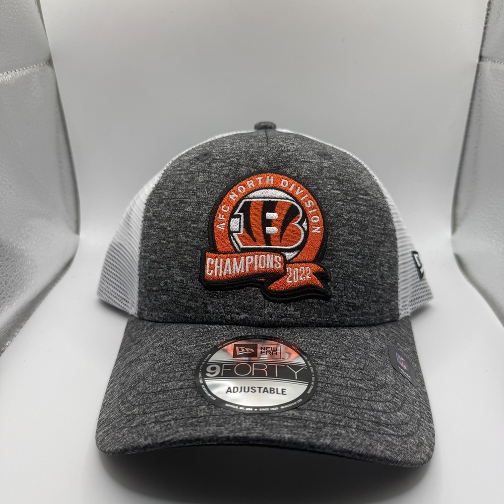 New Era 9FORTY Cincinnati Bengals 2022 AFC North Champions Hat Grey Trucker Cap